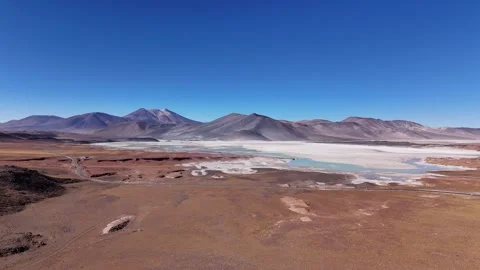 Aerial view of Salar de Talar salt flat and Piedras Rojas in Atacama Chile Stock Footage 342842725