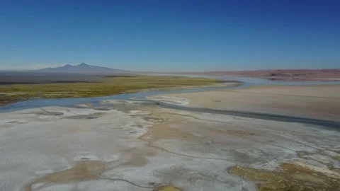 Aerial view of Salar de Tara in the Atacama desert Stock Footage 144841238