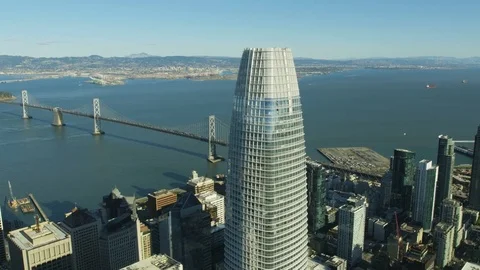 Aerial view Salesforce Tower skyscraper San Francisco USA Stock Footage 83923321