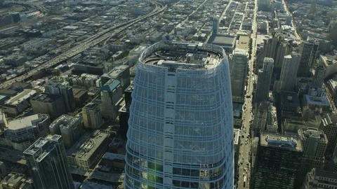 Aerial view Salesforce Tower skyscraper San Francisco USA Stock Footage 83923330