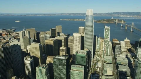 Aerial view Salesforce Tower skyscraper San Francisco USA Stock Footage 83923371