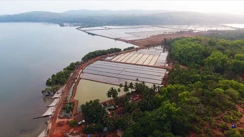 Aerial view salt fields in India Gokarna 스톡 동영상 107629184