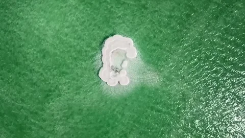 Aerial View Of Salt Formations At Dead Sea During Sunny Day, Drone Flying Over Stock Footage 234230567
