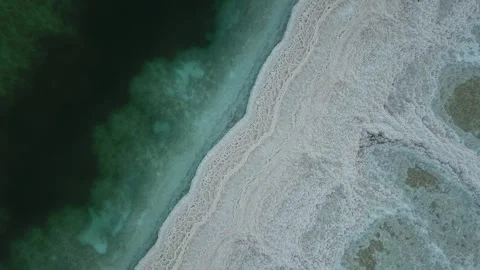 Aerial View of Salt Layers of Dead Sea Stock Footage 303823897