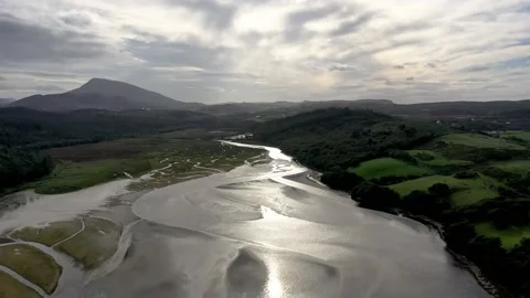 Aerial view of the Salt Marsh at Ards Forest Park in County Donegal, Ireland Vídeos de archivo 219684425