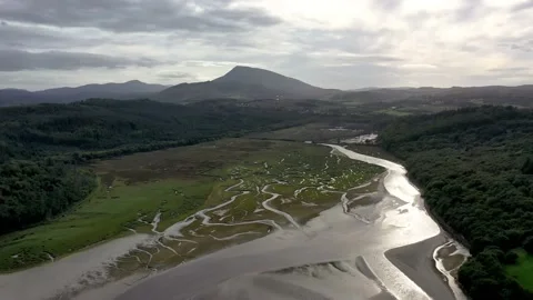 Aerial view of the Salt Marsh at Ards Forest Park in County Donegal, Ireland Vídeos de archivo 220257758