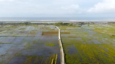 Aerial view of the Samas beach lagoon. Yogyakarta Indonesia Stock Photos