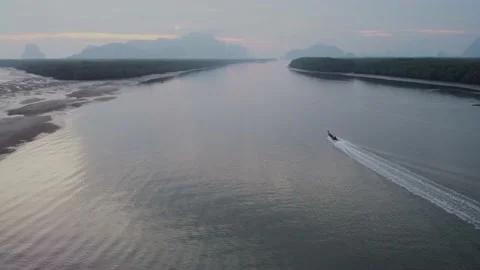 The aerial view of Samet Nang She viewpoint at Phang Nga Bay in Thailand Stock Footage 186635508