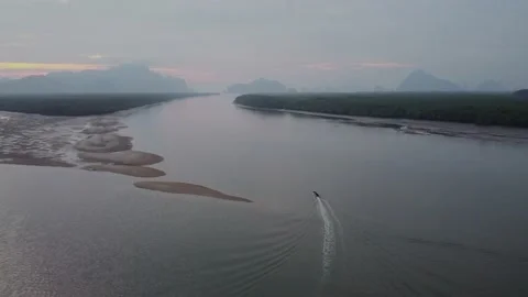 The aerial view of Samet Nang She viewpoint at Phang Nga Bay in Thailand Stock Footage 186635885