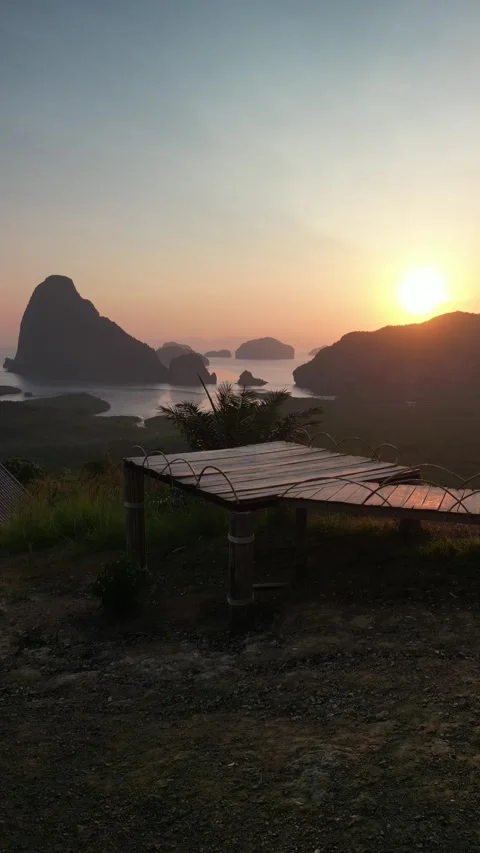 Aerial view of Samet Nangshe Viewpoint, Krabi Province Thailand Stock Footage 273869531