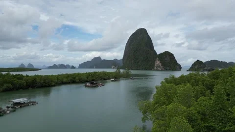 Aerial View of Samet Nangshe Viewpoint in Phang Nga, Thailand Stock Footage 334623700