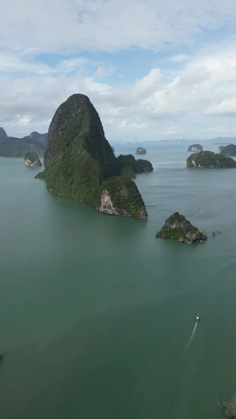 Aerial View of Samet Nangshe Viewpoint in Phang Nga, Thailand Stock Footage 334624126