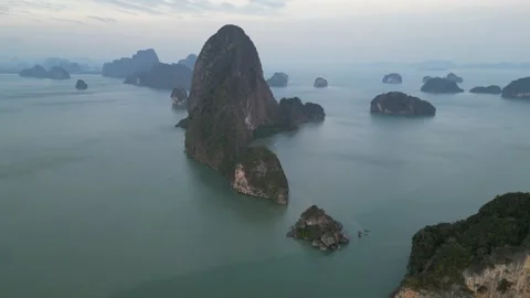 Aerial View of Samet Nangshe Viewpoint Islands in Phang Nga, Thailand Video stock 335251032