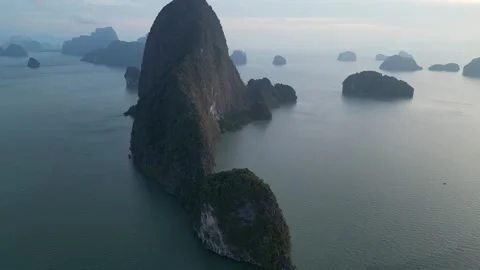 Aerial View of Samet Nangshe Viewpoint in Phang Nga, Thailand Stock Footage 335253693