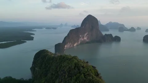Aerial View of Samet Nangshe Viewpoint in Phang Nga, Thailand Stock Footage 335253916