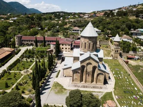 Aerial view to Samtavro Monastery in Mtskheta, Georgia Stock Photos