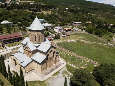 Aerial view to Samtavro Monastery in Mtskheta, Georgia Stock Photos