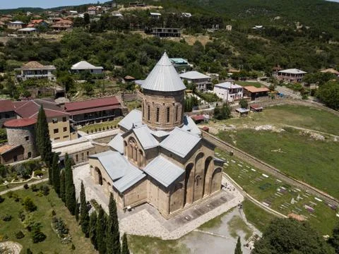 Aerial view to Samtavro Monastery in Mtskheta, Georgia Stock Photos