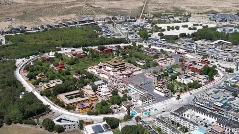Aerial View of Samye Monastery, Dranang County, Tibet, China Vídeos de archivo 335713341
