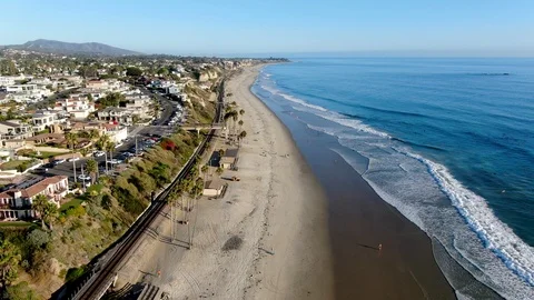 Aerial view of San Clemente coastline, California Stock Footage