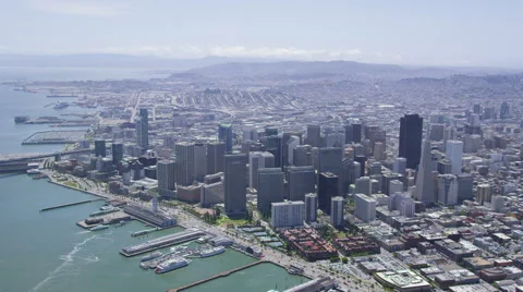 Aerial view of San Francisco Business Center Stock Footage