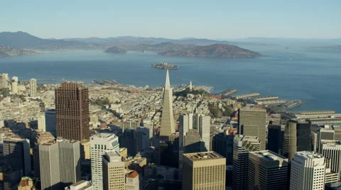 Aerial view San Francisco Cityscape Transamerica Pyramid Stock Footage