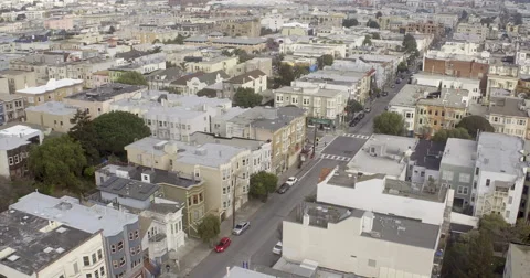 Aerial view of San Francisco Mission District Stock Footage