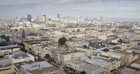 Aerial view of San Francisco Mission District Stock Footage