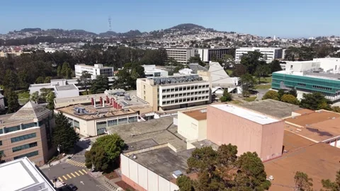 Aerial View of San Francisco State University Campus with Urban Skyline Stock Footage 337718787