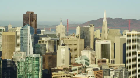 Aerial view San Francisco USA Skyline Transamerica Pyramid Stock Footage