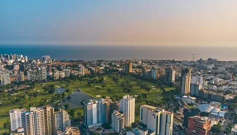 Aerial View of the San Isidro golf course in Lima, Peru. Stock Photos