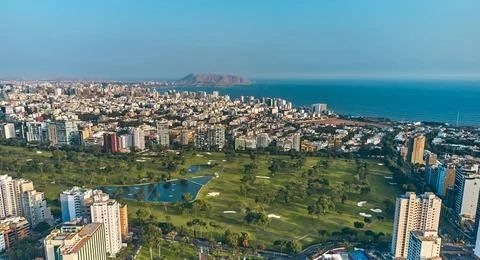 Aerial View of the San Isidro golf course in Lima, Peru. Stock Photos