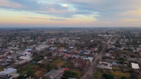 Aerial view of San Jose de Feliciano at sunset, Argentina Stock Footage 343990152