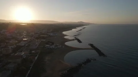 Aerial view of San Leone Beach in Agrigento, Sicily, Italy. Stock Footage 219520995