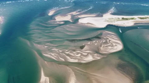 Aerial View of Sand Bars on the Beautiful Coast of Cape Cod, MA Stock Footage 341341787