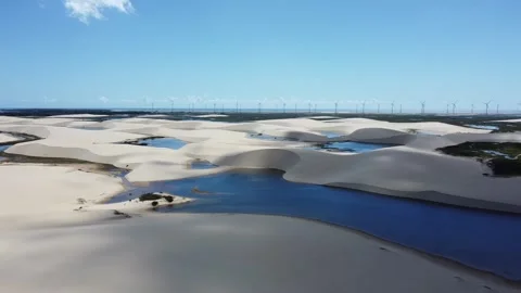 Aerial View Of Sand Dunes And Lagoon In Maranhao Stock Footage 327625522