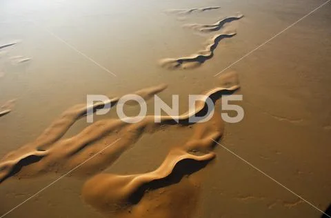 Aerial view of sand dunes at Rub Al Khali Stock Photos