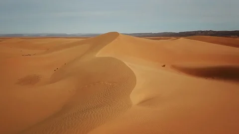 Aerial view on sand dunes in Sahara desert, Africa Stock Footage