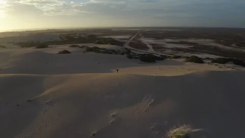 Aerial view of sand dunes at sunset, Australia. Stock Footage 312773015