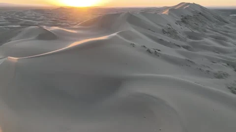 Aerial view of sand dunes at sunset, Mongolia. Stock Footage 316891367