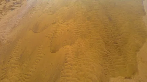 Aerial View Sand Patterns on Beach. Shallow water reveals texture of sand, Stock Footage 303710937