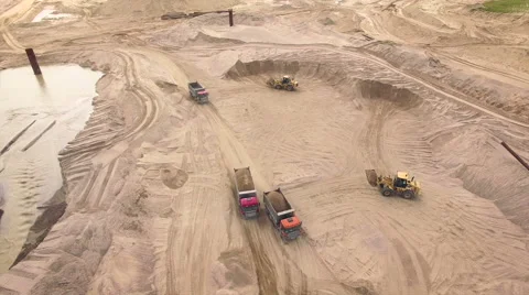 Aerial view of sand quarry Stock Footage 64403579