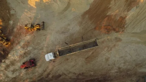 Aerial view of a sand quarry Stock Footage 73703390