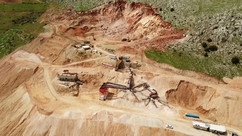Aerial view of a sand quarry Stock Footage 258233688