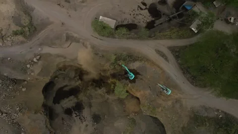 Aerial view of sand quarry, industrial extraction of sand in Bali. Stock Footage 255103653