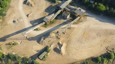 Aerial view of sand quarry. Mining equipment. Industrial sand mine Stock Footage 110914556