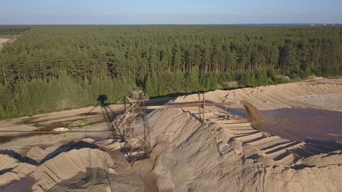 Aerial view on sand quarry pit Stock Footage 78772127