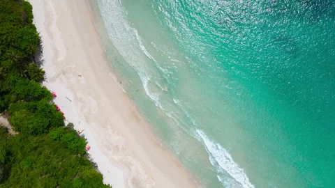 Aerial view of sandy beach and ocean with waves Stock Footage 233767166