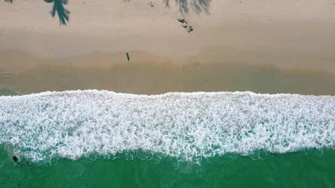 Aerial view of sandy beach and ocean with waves Stock Footage 233785166
