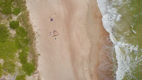 Aerial View of Sandy Beach and Crashing Waves in Lithuania Stock Footage 321752851
